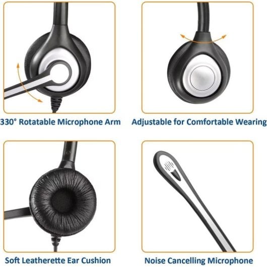 Auriculares Wantek con cable, micrófono y cancelación de ruido, color negro