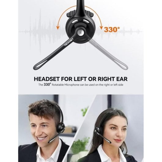 Auriculares Tecknet HS004 inalámbricos Bluetooth 5.2 On Ear con cancelación de ruido y micrófono negro