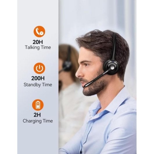 Auriculares Tecknet HS004 inalámbricos Bluetooth 5.2 On Ear con cancelación de ruido y micrófono negro