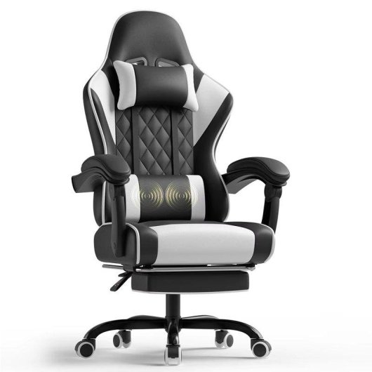 Sedia Gaming Autrucker Massaggio Vibrazioni, Poggiatesta Regolabile, Inclinazione 135°, Girevole 360°