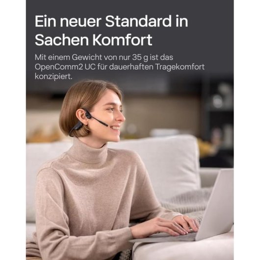 Casque Shokz OpenComm2 UC sans fil Bluetooth avec réduction de bruit, micro noir