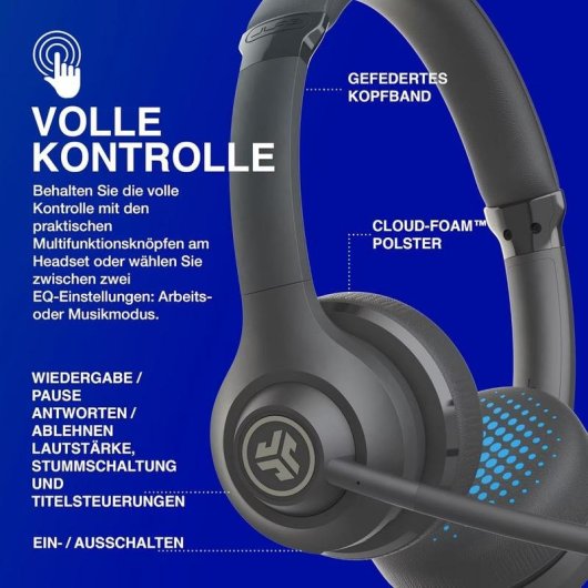 Casque JLab Audio Go Work 2nd Gen sans fil Bluetooth avec ANC et micro USB-C
