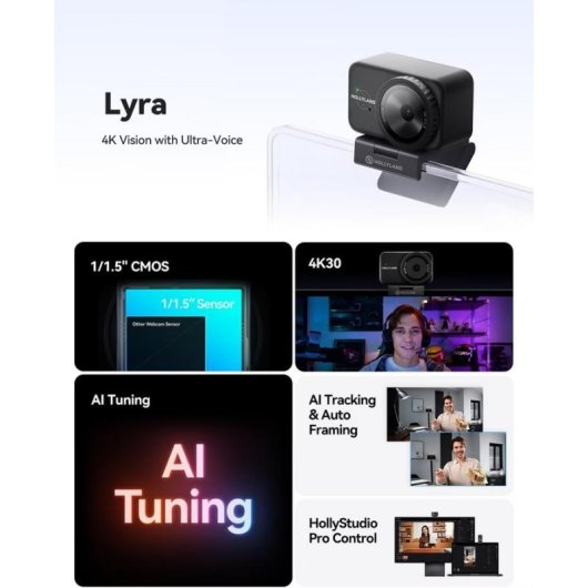 Webcam Hollyland Lyra-Solo 4K 50MP Autofocus HDR IA Noir