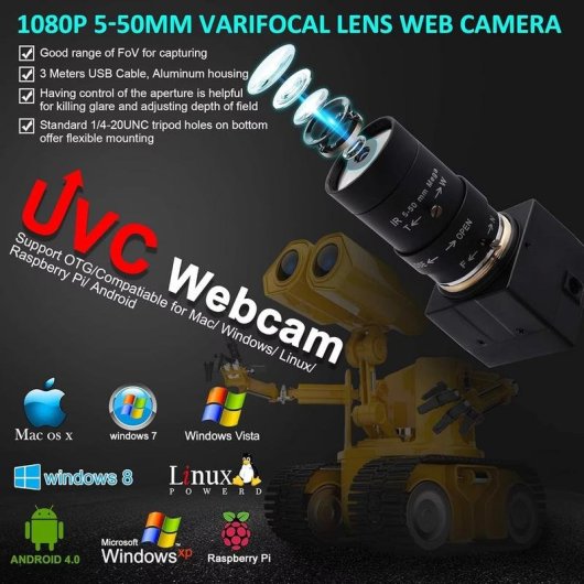 Webcam ELP USB Full HD 1080p Zoom Optique 5-50mm