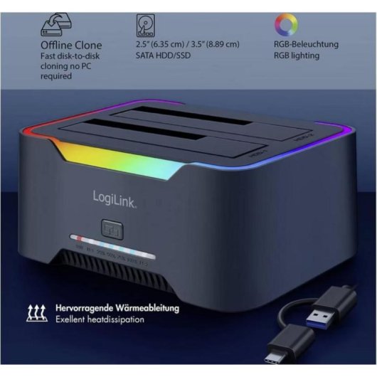 Docking station LogiLink QP0036 Dual Bay USB 3.2 RGB