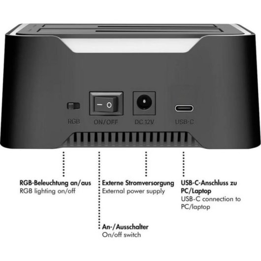 Docking station LogiLink QP0036 Dual Bay USB 3.2 RGB