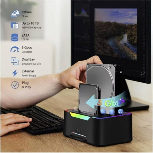 Docking station LogiLink QP0036 Dual Bay USB 3.2 RGB