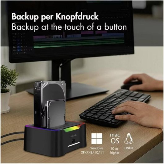 Docking station LogiLink QP0036 Dual Bay USB 3.2 RGB