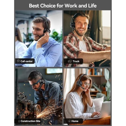 Auriculares Tecknet sans fil Bluetooth 5.2 avec réduction passive du bruit, micro et 50h autonomie, noirs
