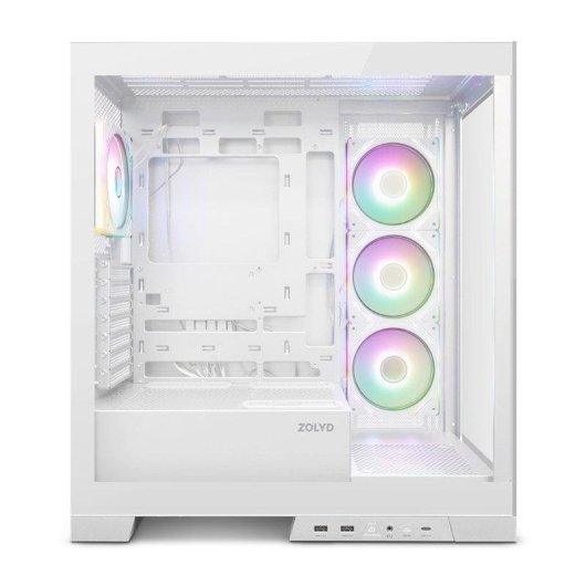 Carcasa ordenador ZOLYD Vexora White ATX con ventilación ARGB y USB-C