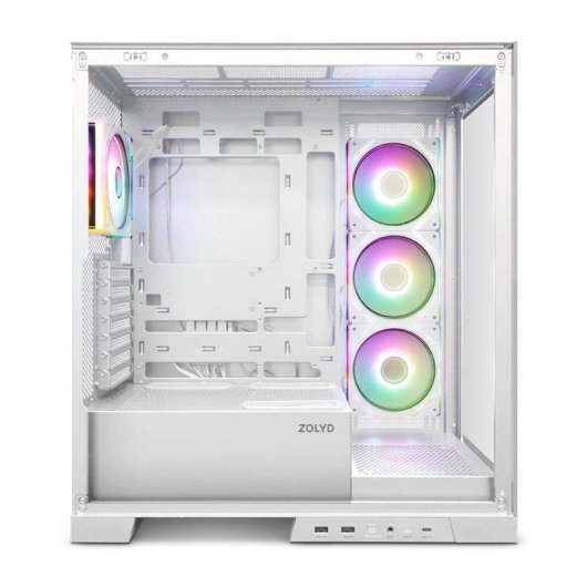 Carcasa ordenador ZOLYD Vexora White ATX con ventilación ARGB y USB-C
