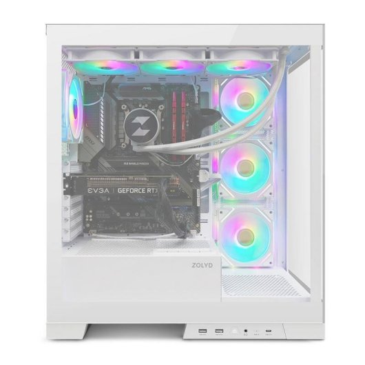 Carcasa ordenador ZOLYD Vexora White ATX con ventilación ARGB y USB-C