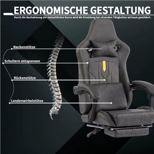 Chaise Gaming Autrucker Ergonomique avec Repose-pieds et Support Lombaire
