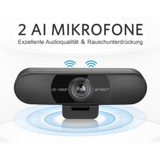 Webcam EMeet 1080p avec micro et correction de lumiere automatique
