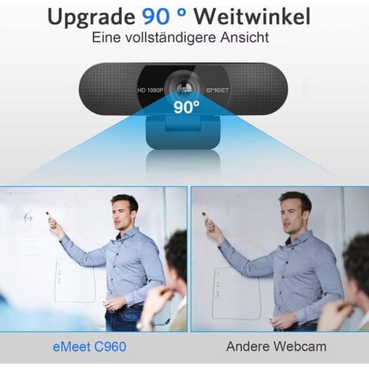 Webcam EMeet 1080p avec micro et correction de lumiere automatique