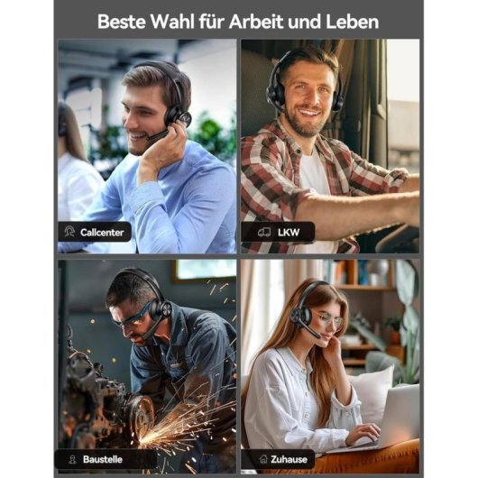 Casque Tecknet sans fil Bluetooth USB pour bureau avec réduction de bruit noir