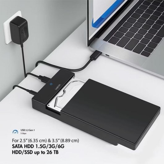 Caja PC LogiLink UA0460 2.5" y 3.5" HDD SSD Plástico Negro con Thunderbolt