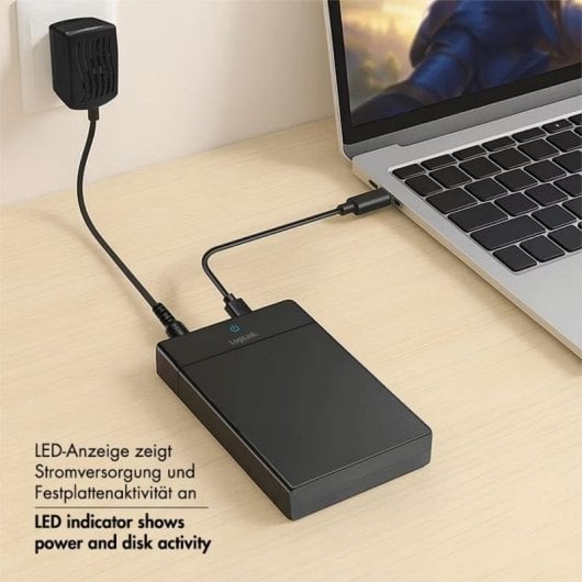 Caja PC LogiLink UA0460 2.5" y 3.5" HDD SSD Plástico Negro con Thunderbolt