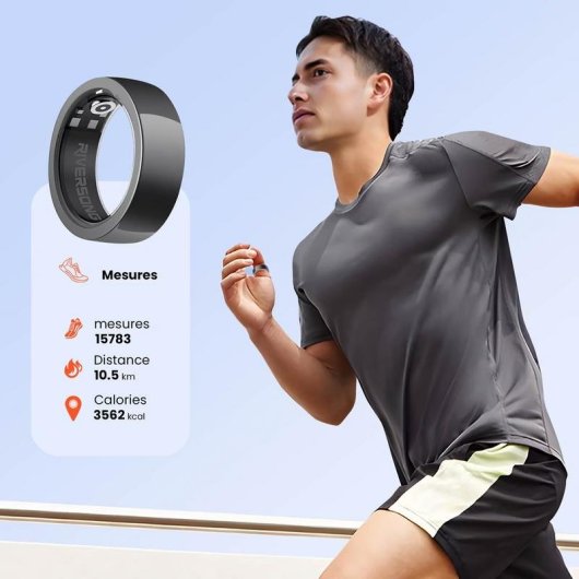 Anneau intelligent Riversong Trinity SR01 Taille 61 Bluetooth IP68 Autonomie 3 jours Noir