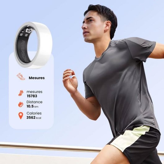 Anneau intelligent Riversong Trinity SR01 Taille 10 Bluetooth IP68 Autonomie 3 jours Blanc
