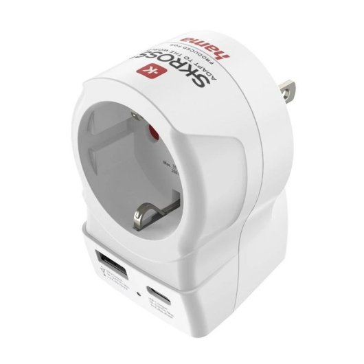 Adaptateur de voyage Hama EU vers US avec 2 ports USB