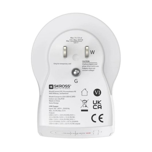 Adaptateur de voyage Hama EU vers US avec 2 ports USB