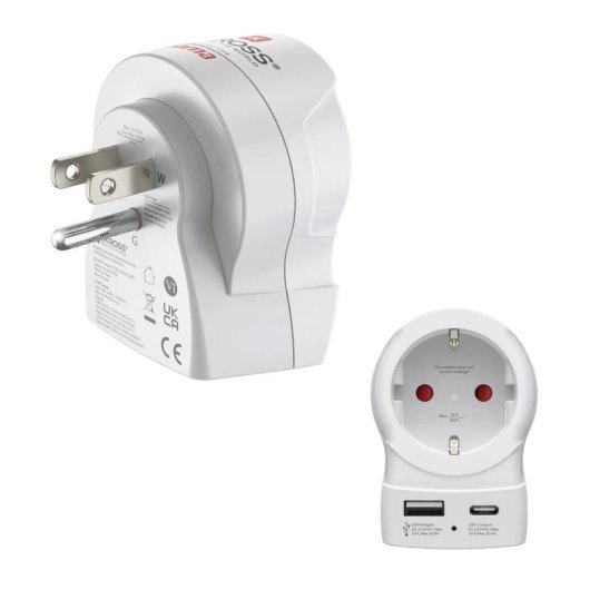 Adaptateur de voyage Hama EU vers US avec 2 ports USB