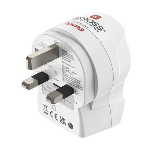 Steckdosenadapter Hama EU zu UK 2 USB-A USB-C Ports 20W weiß