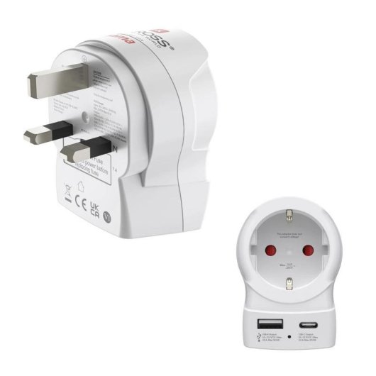 Steckdosenadapter Hama EU zu UK 2 USB-A USB-C Ports 20W weiß