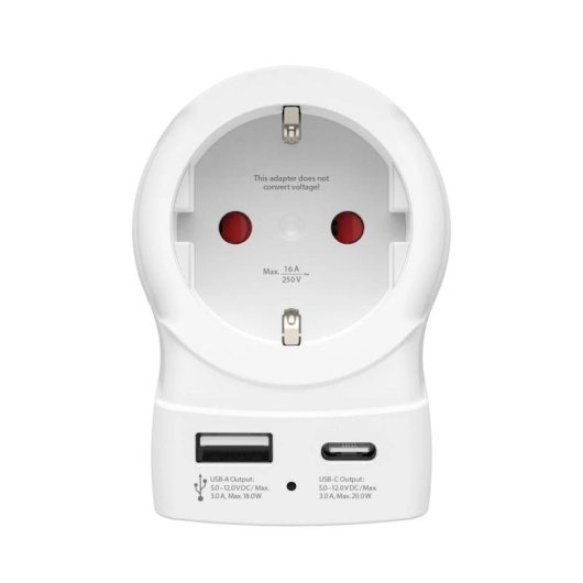 Steckdosenadapter Hama EU zu UK 2 USB-A USB-C Ports 20W weiß