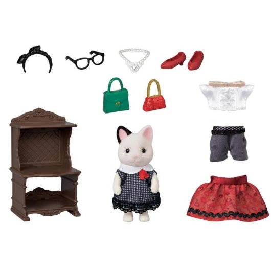 Figura Sylvanian Families 5462 Felicia Gato Tuxedo Town Girl Series 9,5 cm