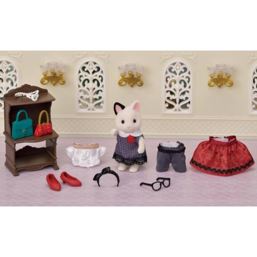Figura Sylvanian Families 5462 Felicia Gato Tuxedo Town Girl Series 9,5 cm