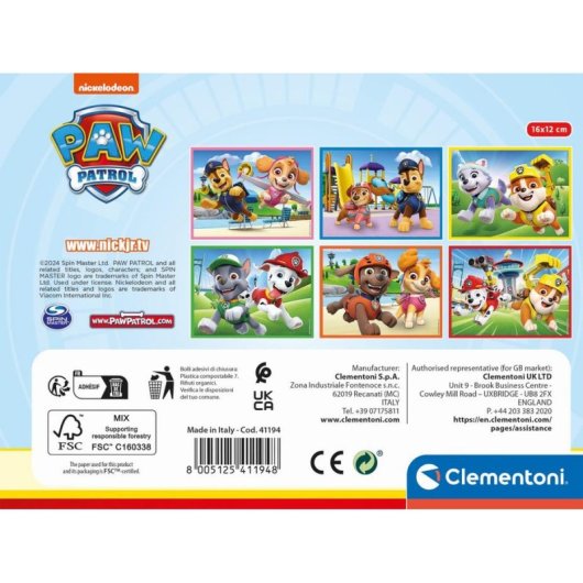 Puzzle Clementoni Patrulla Canina Cubos 12 Pieces
