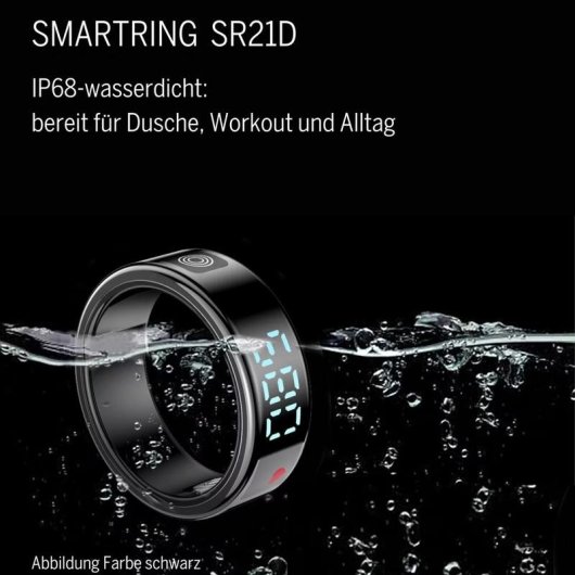 Smart Ring Bea-Fon SR21D-SI-10 Größe 10 Bluetooth IP68 5 Tage Akku Silber