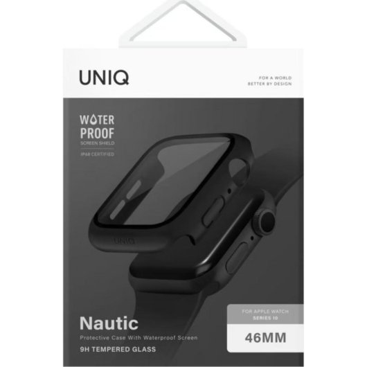Coque Uniq Nautic Case Apple Watch 46mm Noir Verre Trempé