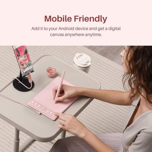 Tablet grafico Huion Inspiroy 2S Pink 8192 niveis de pressao USB-C