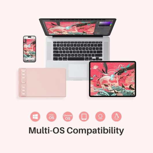 Tablet grafico Huion Inspiroy 2S Pink 8192 niveis de pressao USB-C