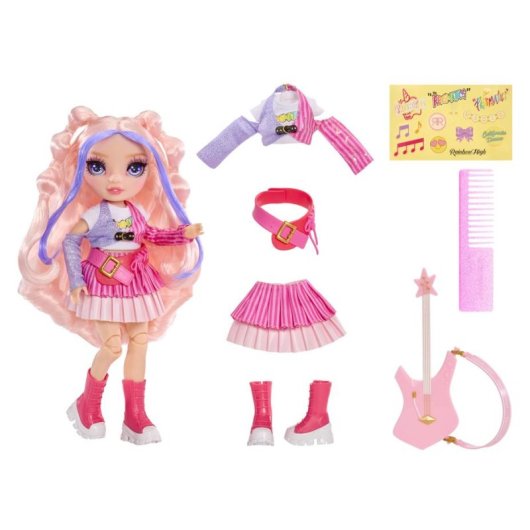 Boneca Rainbow High Bella Jr High Rockband articulada 23 cm