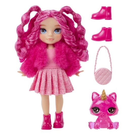 Puppe Rainbow High Littles Magenta Monroe 14 cm mit Katze und Zubehör