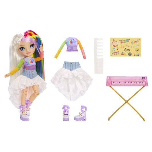 Boneca Rainbow High Amaya Rockband 23 cm articulacoes moveis multicoloridas
