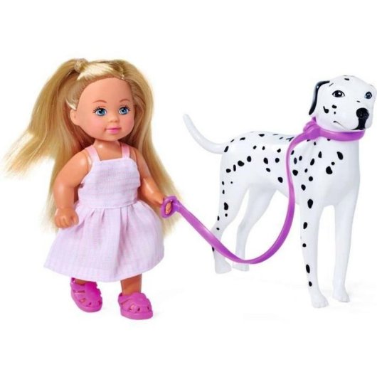 Poupée SIMBA Steffi Love Cute Walk avec trottinette et dalmatiens