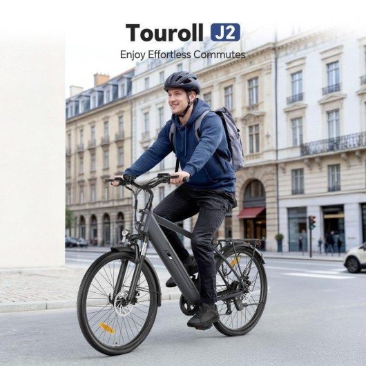 Bicicleta eletrica Touroll J2 7 Velocidades Shimano Cinzenta