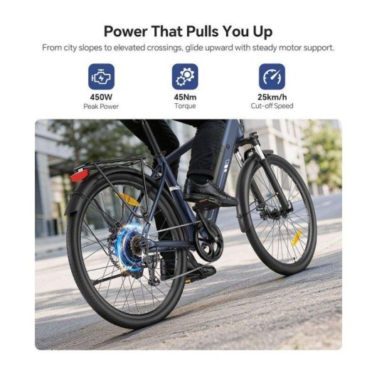 Vélo électrique Touroll J2 250W 561,6Wh 100km Shimano 7 vitesses Bleu