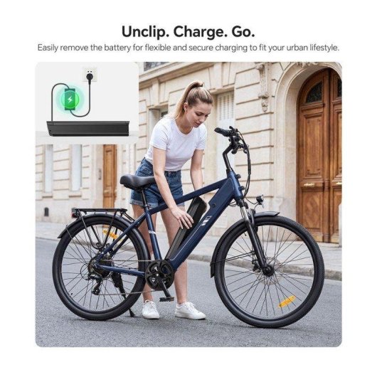 Vélo électrique Touroll J2 250W 561,6Wh 100km Shimano 7 vitesses Bleu