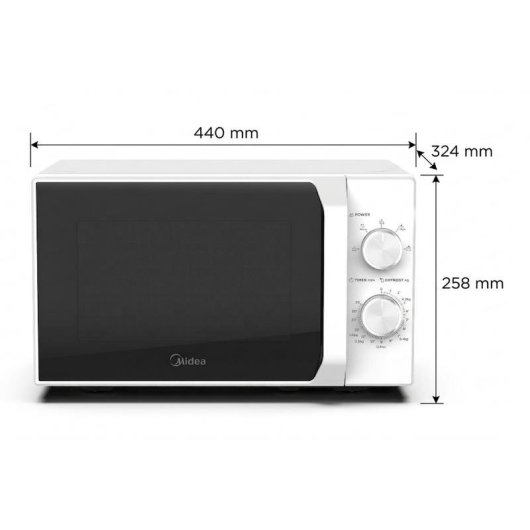 Microondes Midea MM20CF2E 20 litres Contrôle mécanique 5 niveaux cuisson