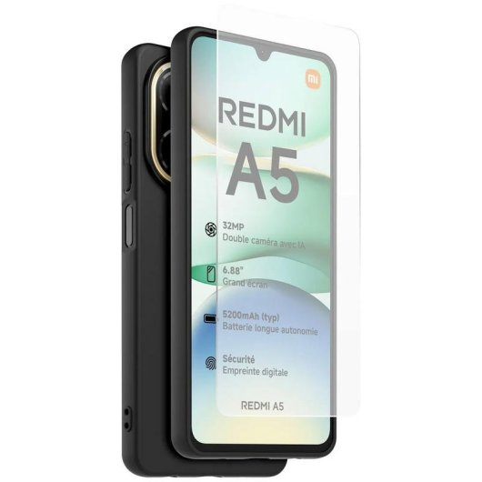 Capa para telemóvel Made for Xiaomi WICASETPUREDMIA5N2 TPU e vidro temperado para Redmi A5