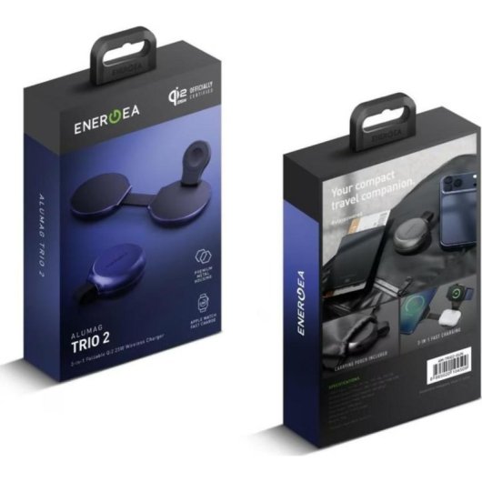 Carregador sem fios Energea MagTrio 2 azul 3 em 1 MagSafe Qi2 25 W