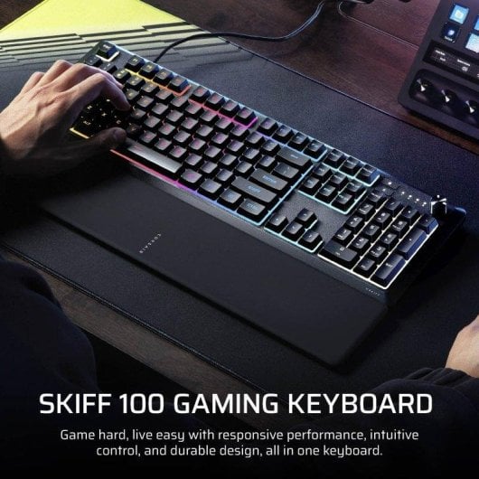 Teclado Corsair SKIFF 100 membrana resistente IP53 com iluminação RGB 10 zonas