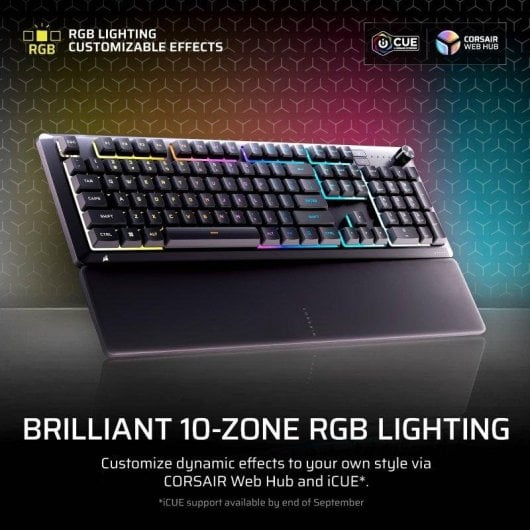 Teclado Corsair SKIFF 100 membrana resistente IP53 com iluminação RGB 10 zonas