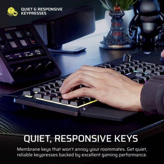 Teclado Corsair SKIFF 100 membrana resistente IP53 com iluminação RGB 10 zonas
